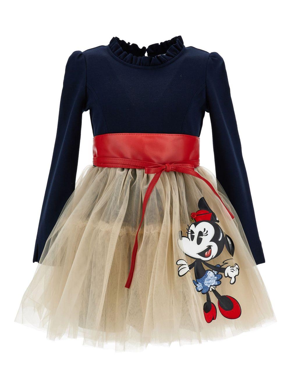 Abito per bambina Monnalisa x Disney multicolore con stampa Minnie Mouse - Rubino Kids