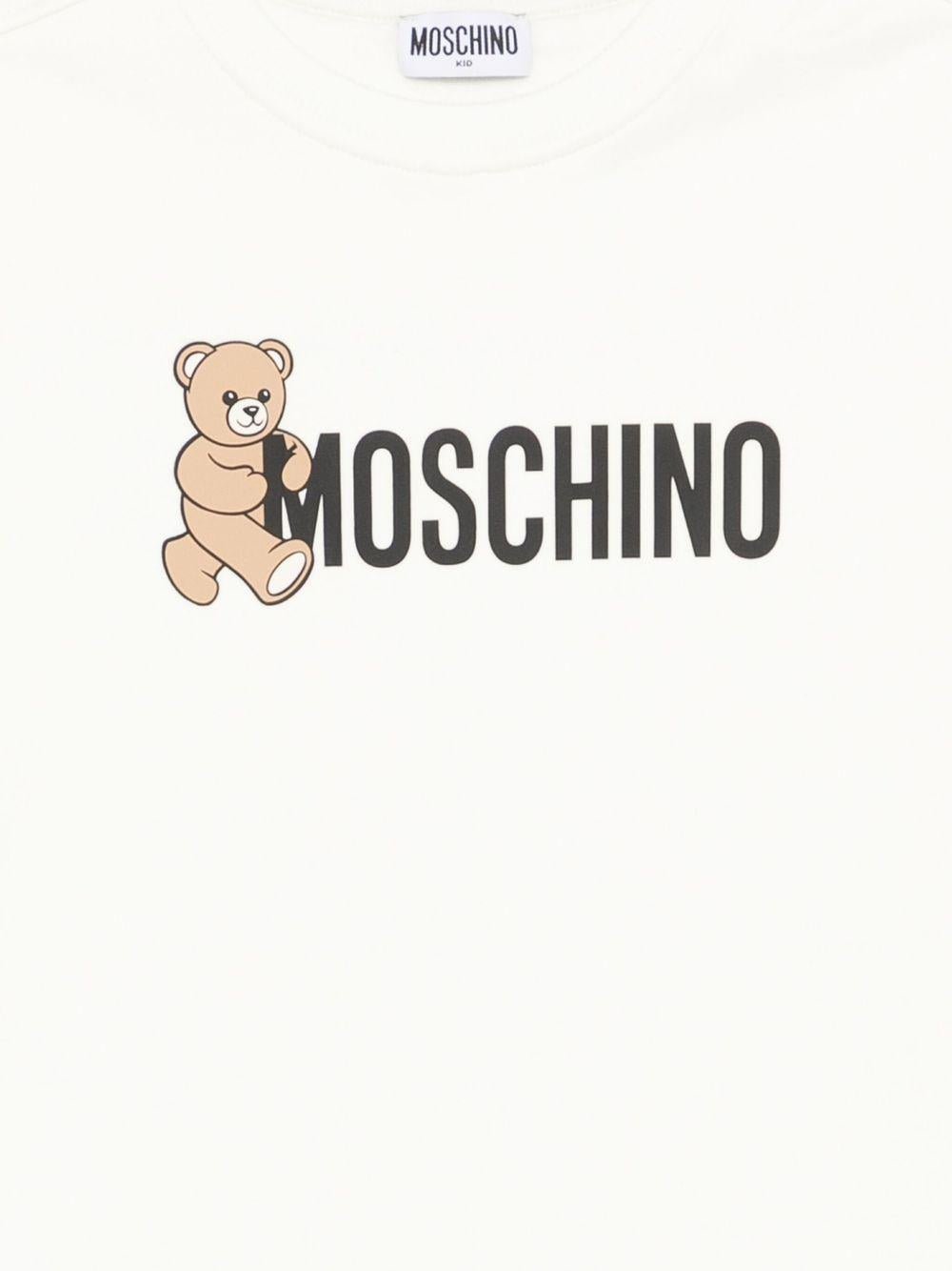 Abito per bambina Moschino Kids bianco con stampa Teddy Bear - Rubino Kids