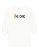Abito per bambina Moschino Kids bianco con stampa Teddy Bear - Rubino Kids