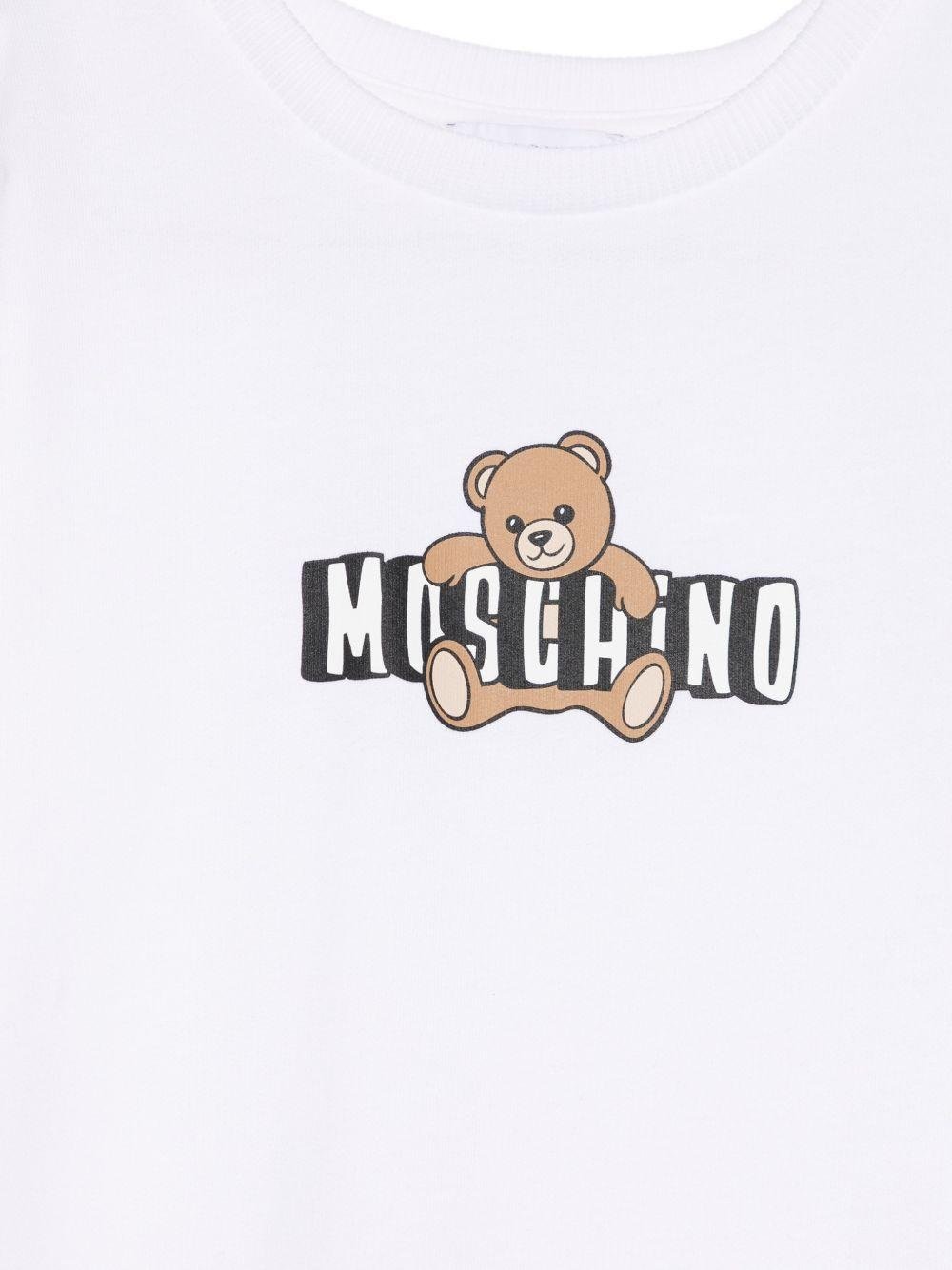Abito per bambina Moschino Kids bianco con stampa Teddy - Rubino Kids