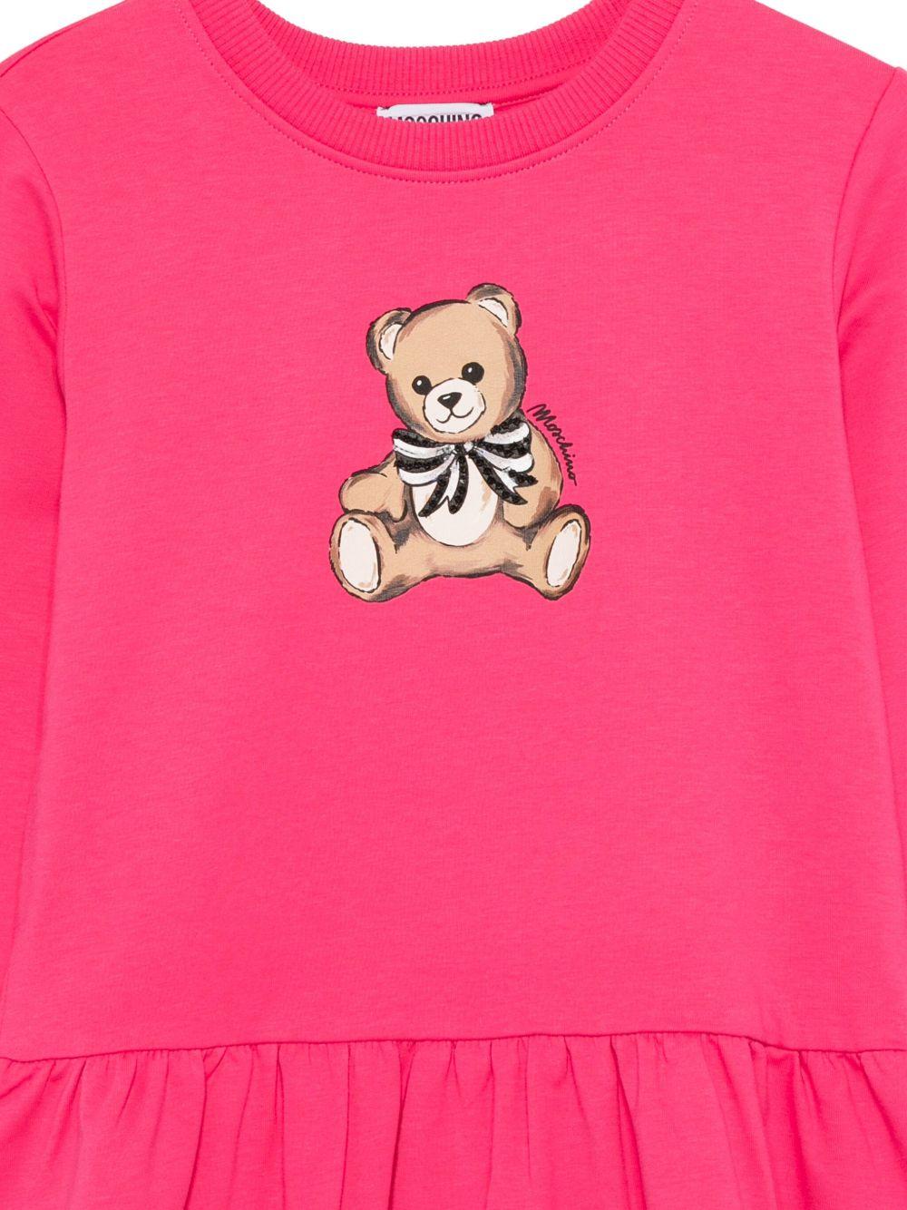 Abito per bambina Moschino Kids fucsia con stampa Teddy Bear - Rubino Kids
