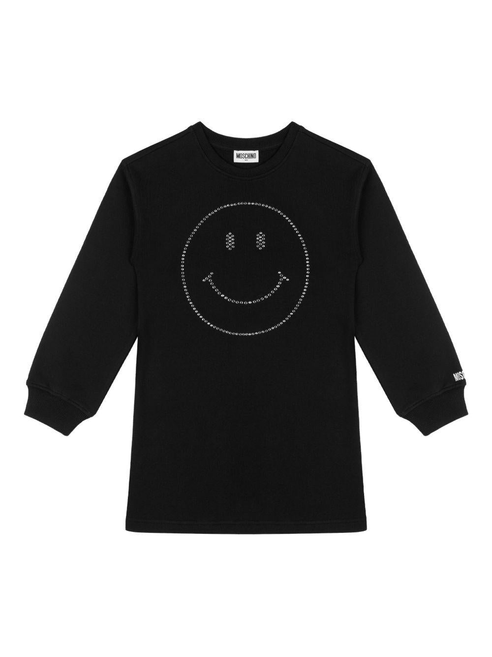 Abito per bambina Moschino Kids nero con applicazione smile - Rubino Kids