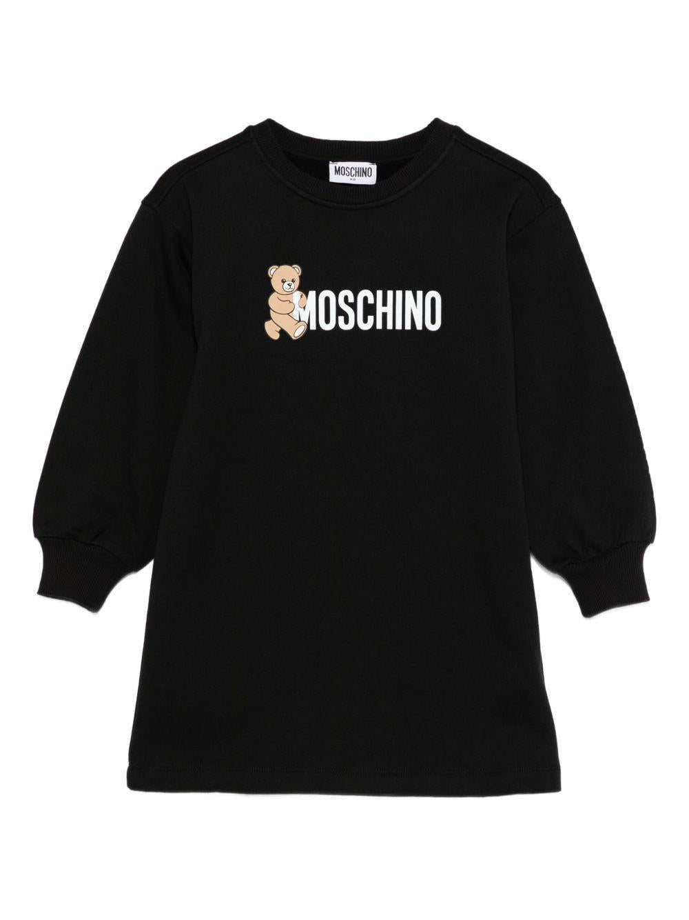 Abito per bambina Moschino Kids nero con stampa Teddy Bear - Rubino Kids
