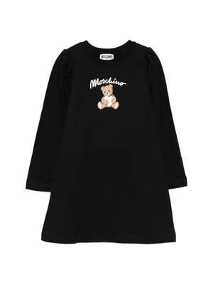 Abito per bambina Moschino Kids nero con stampa Teddy Bear
