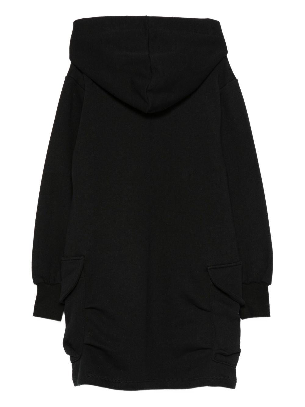 Abito per bambina MSG Kids nero con logo in rilievo - Rubino Kids