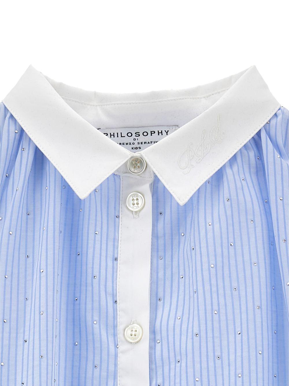 Abito per bambina Philosophy di Lorenzo Serafini Kids azzurro con decorazione a strass - Rubino Kids