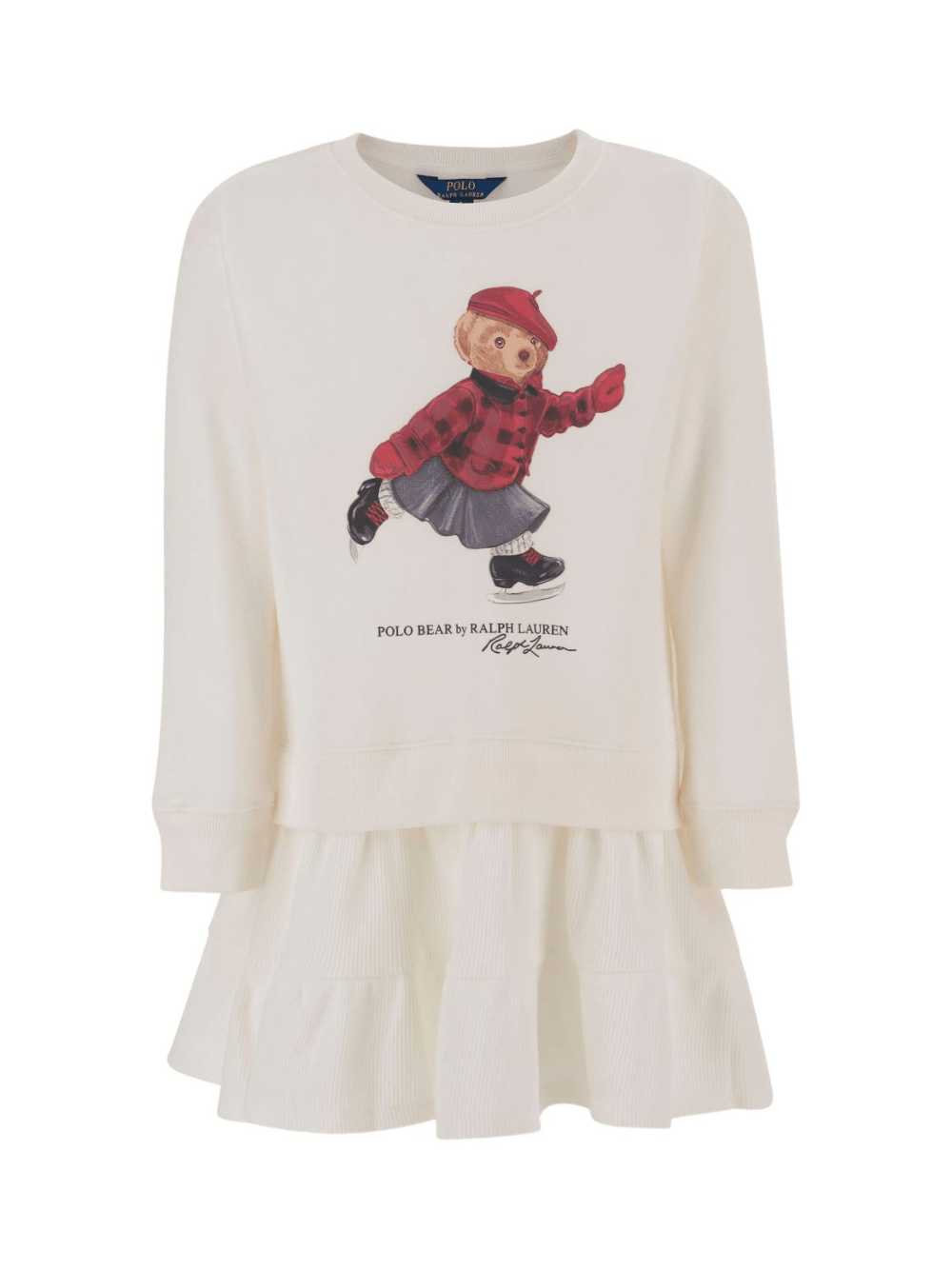 Abito per bambina Polo Ralph Lauren Kids bianco con stampa Polo Bear - Rubino Kids