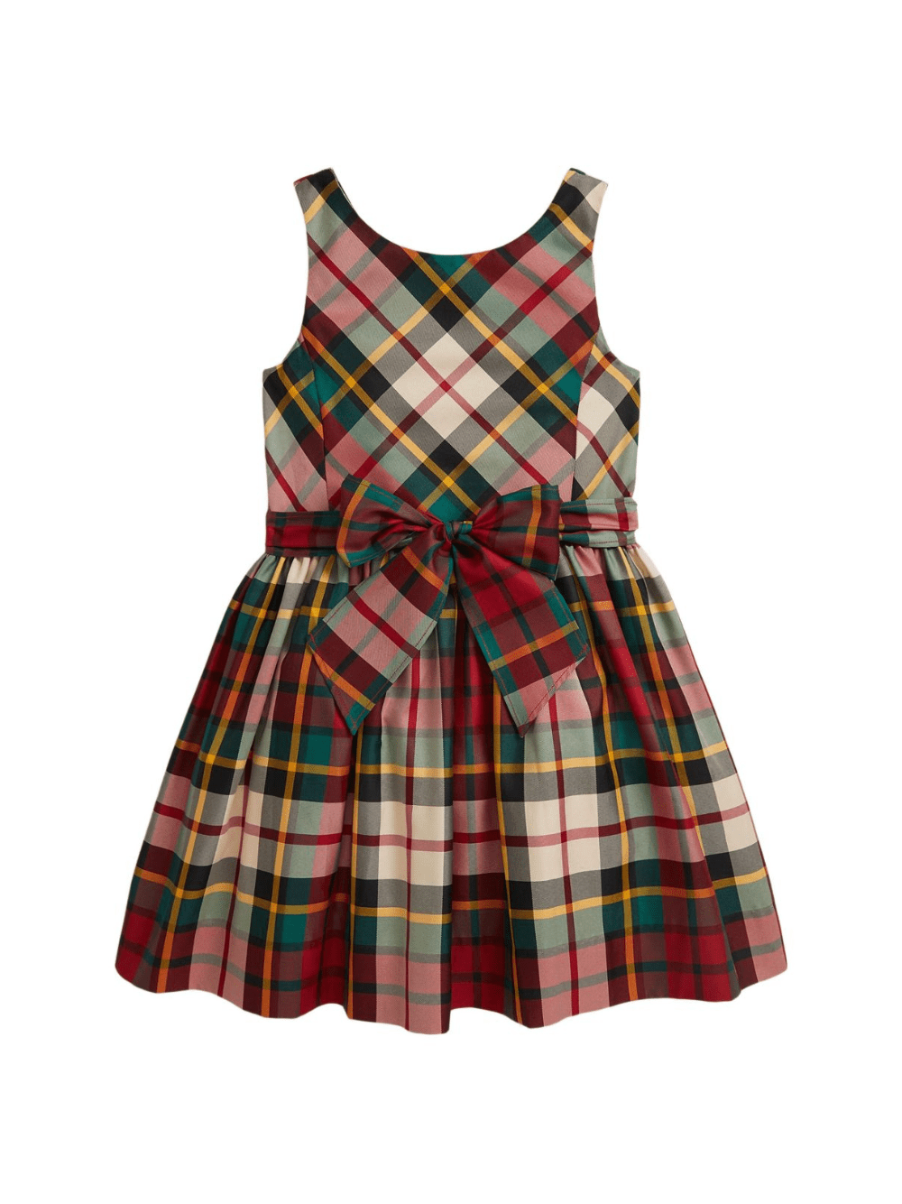 Abito per bambina Polo Ralph Lauren Kids multicolore con fiocco sul davanti - Rubino Kids