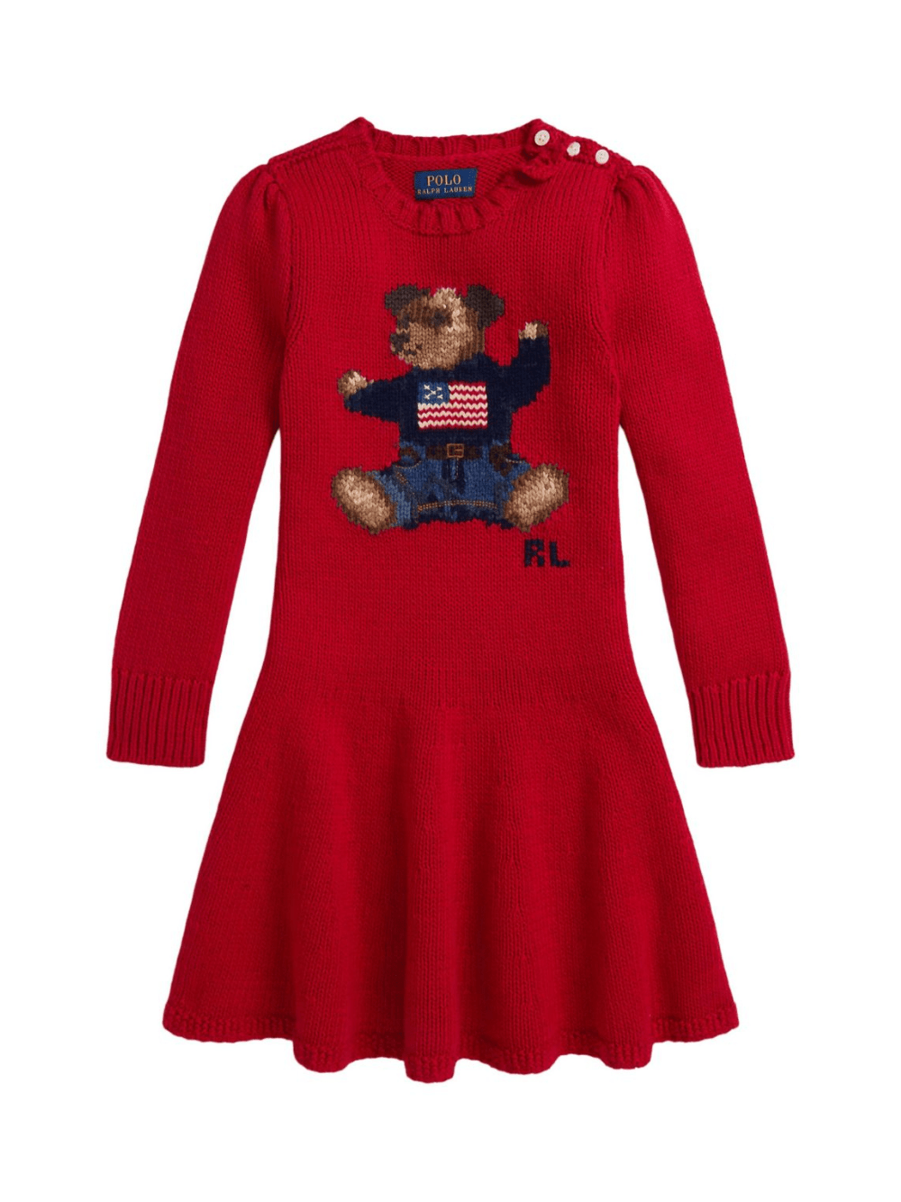 Abito per bambina Polo Ralph Lauren Kids rosso con motivo Polo Bear - Rubino Kids
