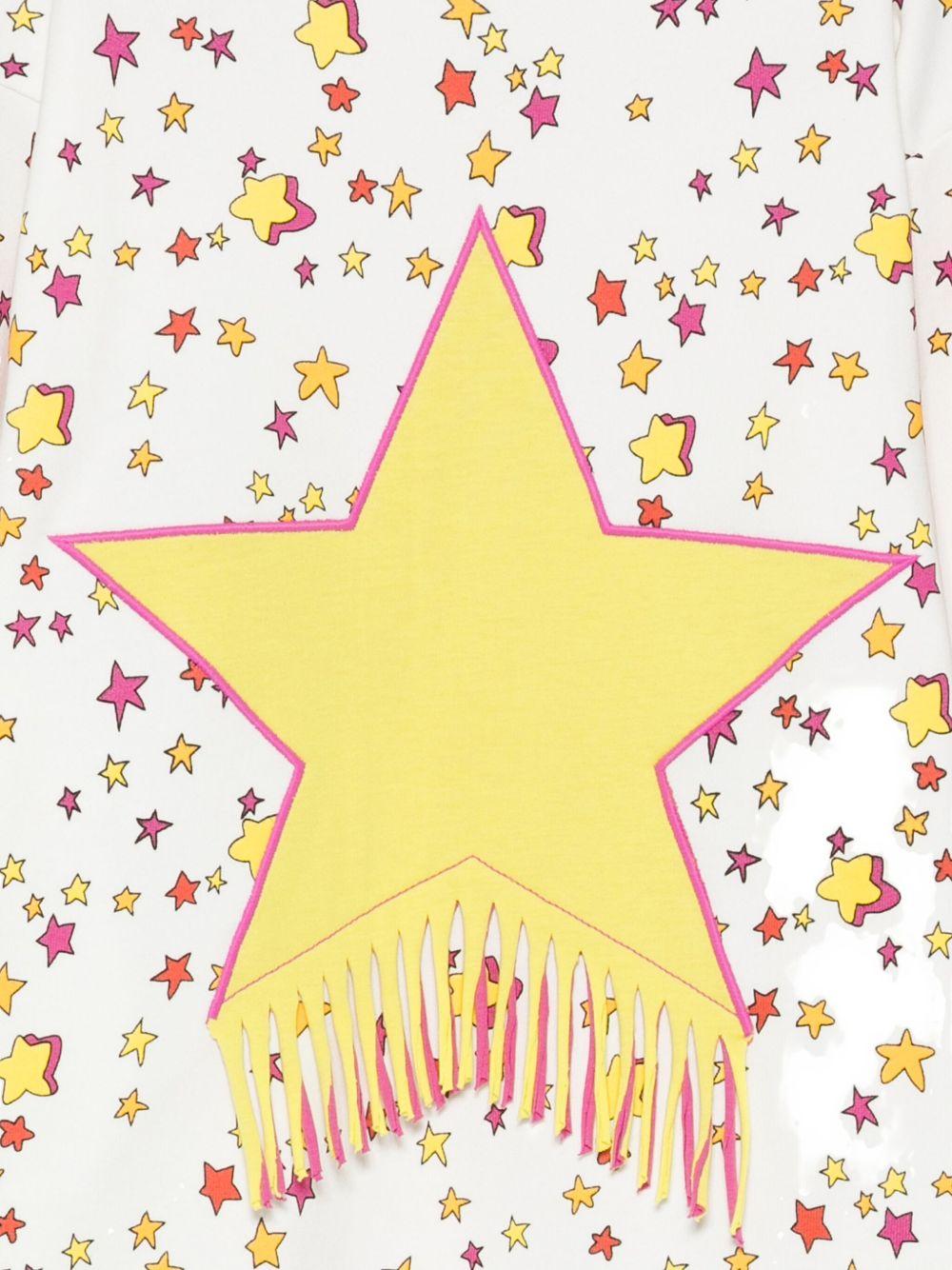 Abito per bambina Stella McCartney Kids bianco con stampa stelle e frange - Rubino Kids