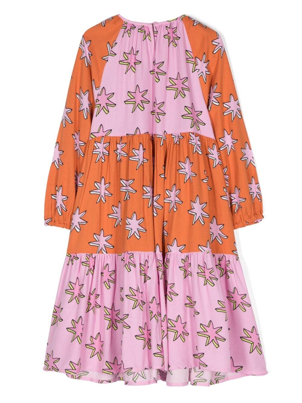 Abito per bambina Stella McCartney Kids Bright Stars arancione e rosa con grafica - Rubino Kids