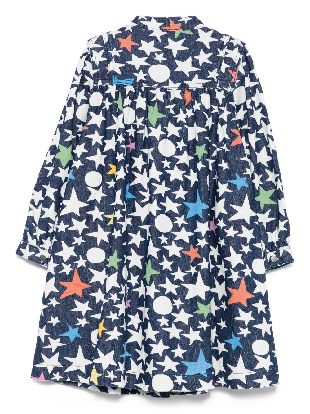 Abito per bambina Stella McCartney Kids in denim con stampa a stelle - Rubino Kids