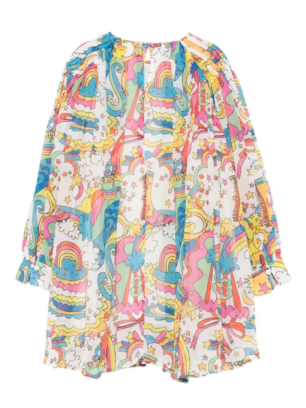 Abito per bambina Stella McCartney Kids multicolor con stampa arcobaleno - Rubino Kids