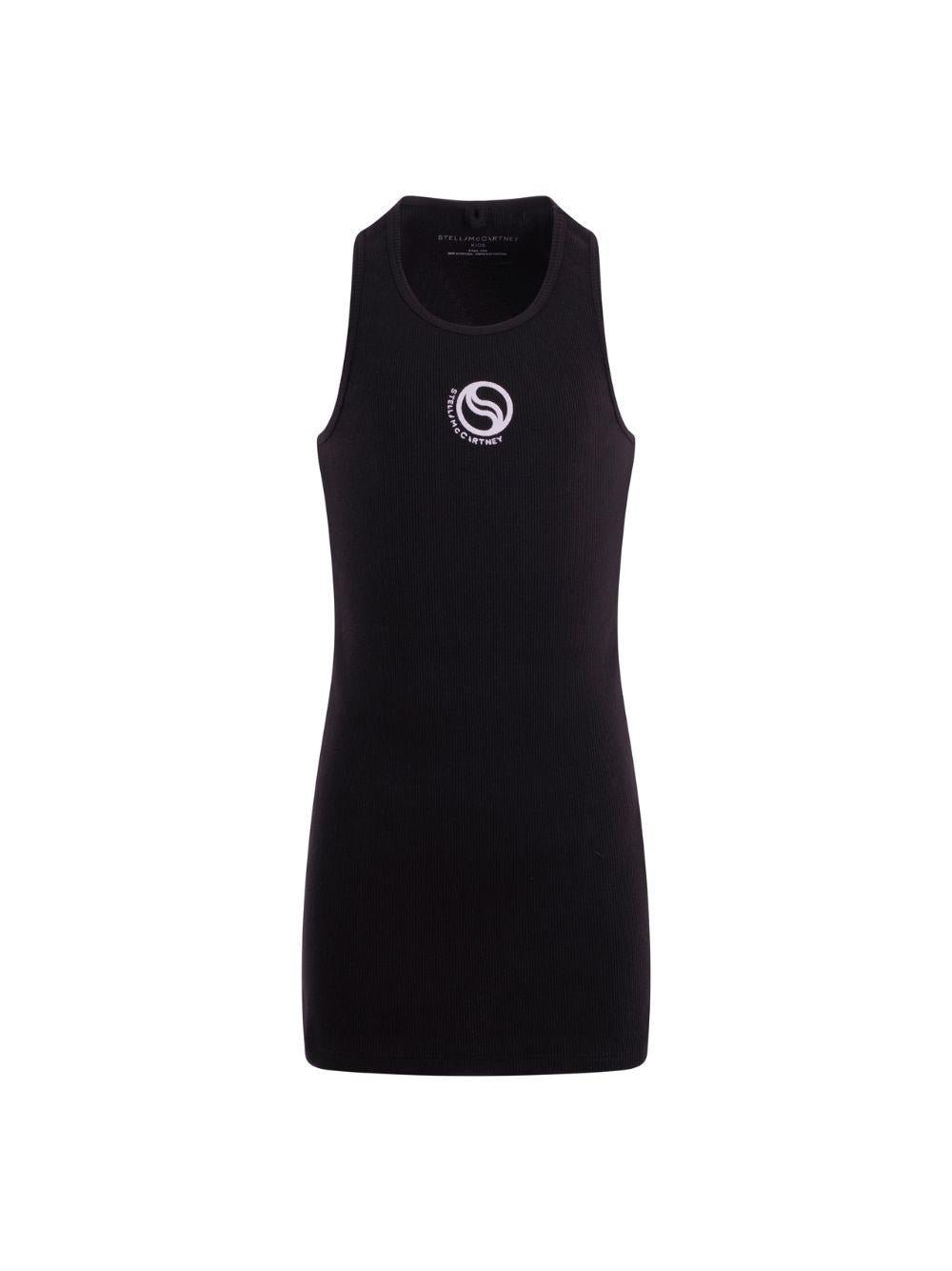 Abito per bambina Stella McCartney Kids nero con logo sul davanti - Rubino Kids