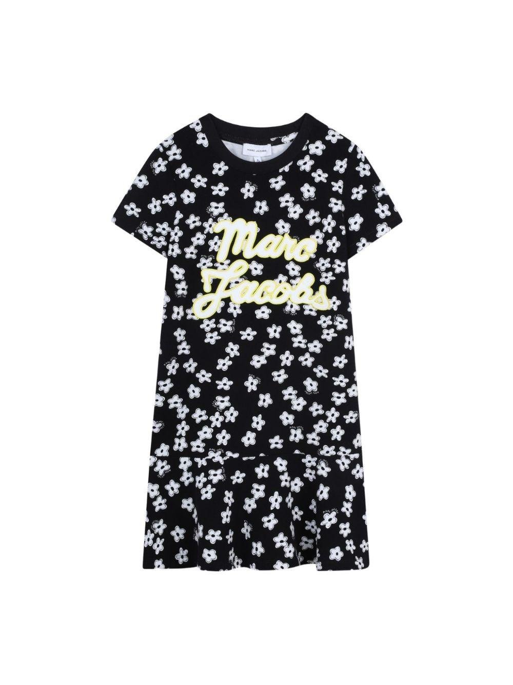 Abito per bambina The Marc Jacobs Kids nero con stampa a fiori - Rubino Kids