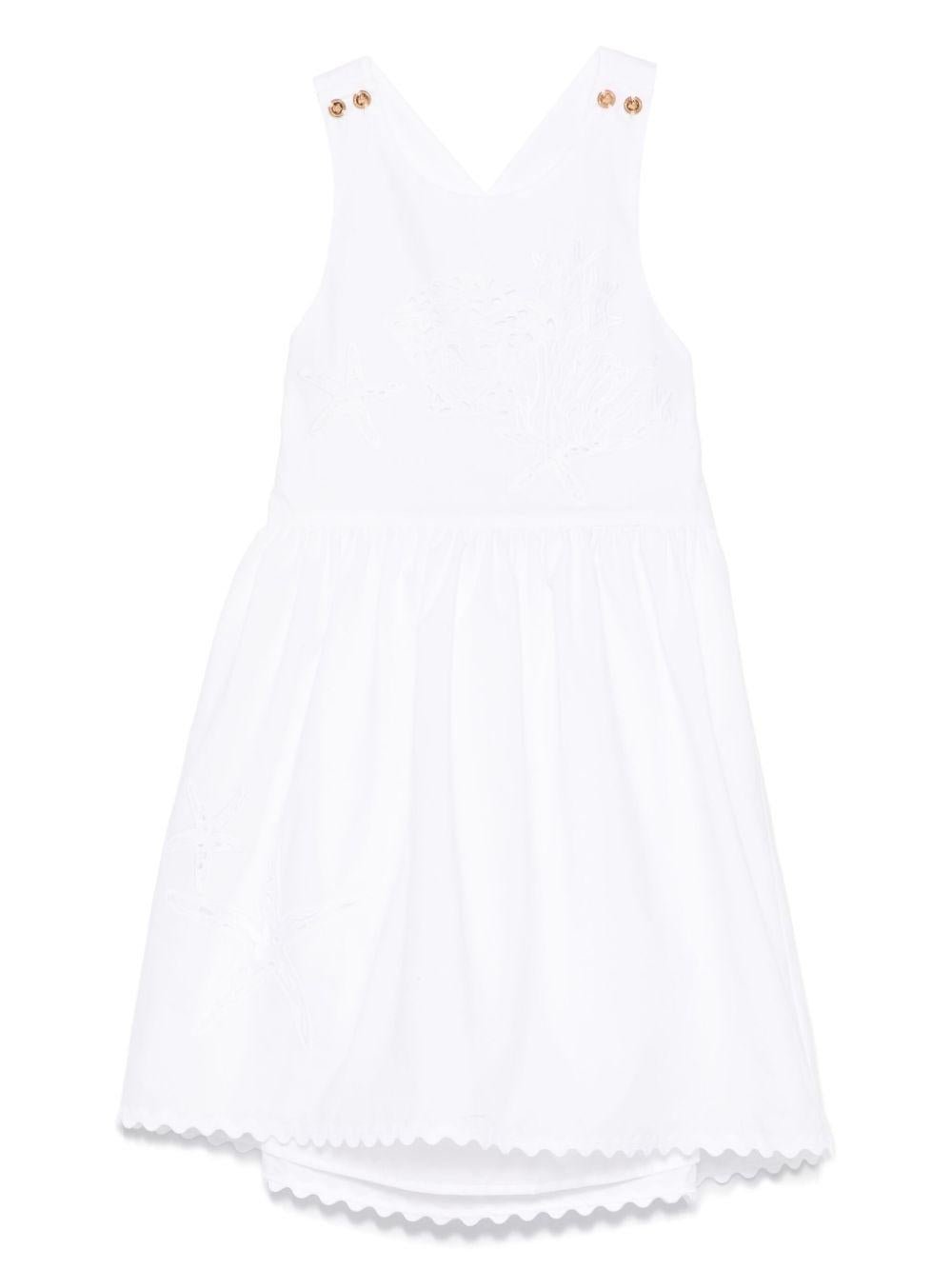 Abito per bambina Versace Kids bianco ricamato con Medusa - Rubino Kids