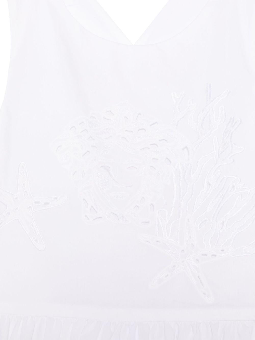 Abito per bambina Versace Kids bianco ricamato con Medusa - Rubino Kids