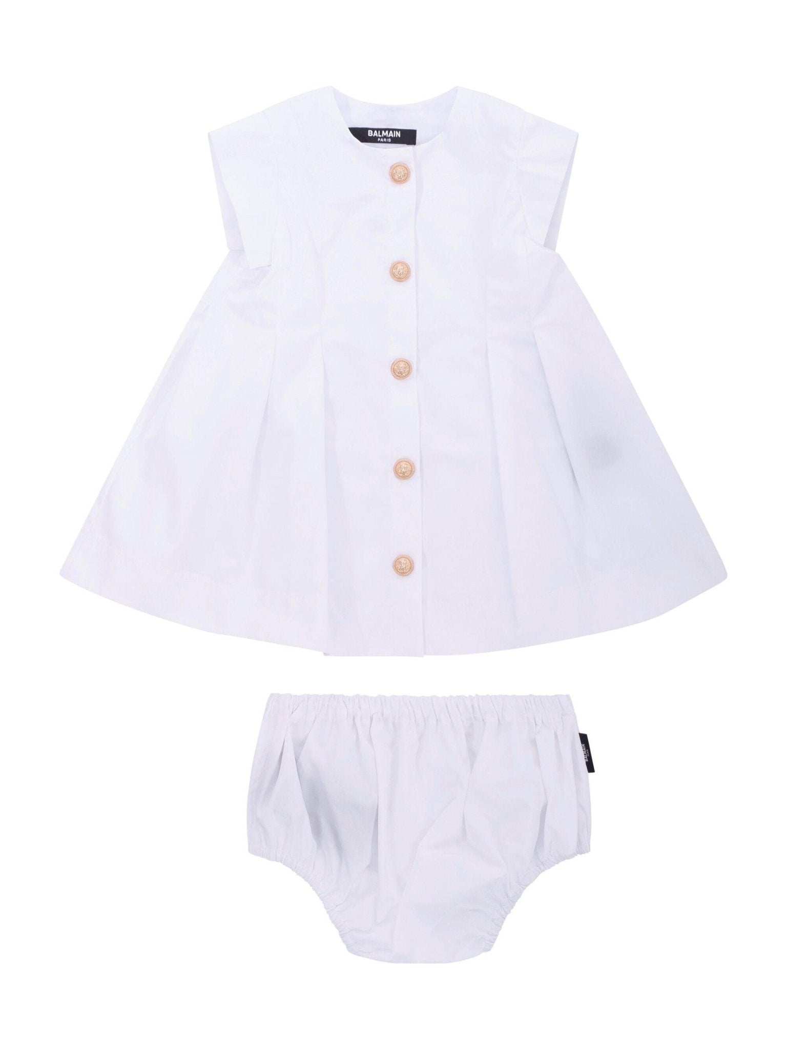 Abito per neonata Balmain Kids bianco con bottoni dorati - Rubino Kids