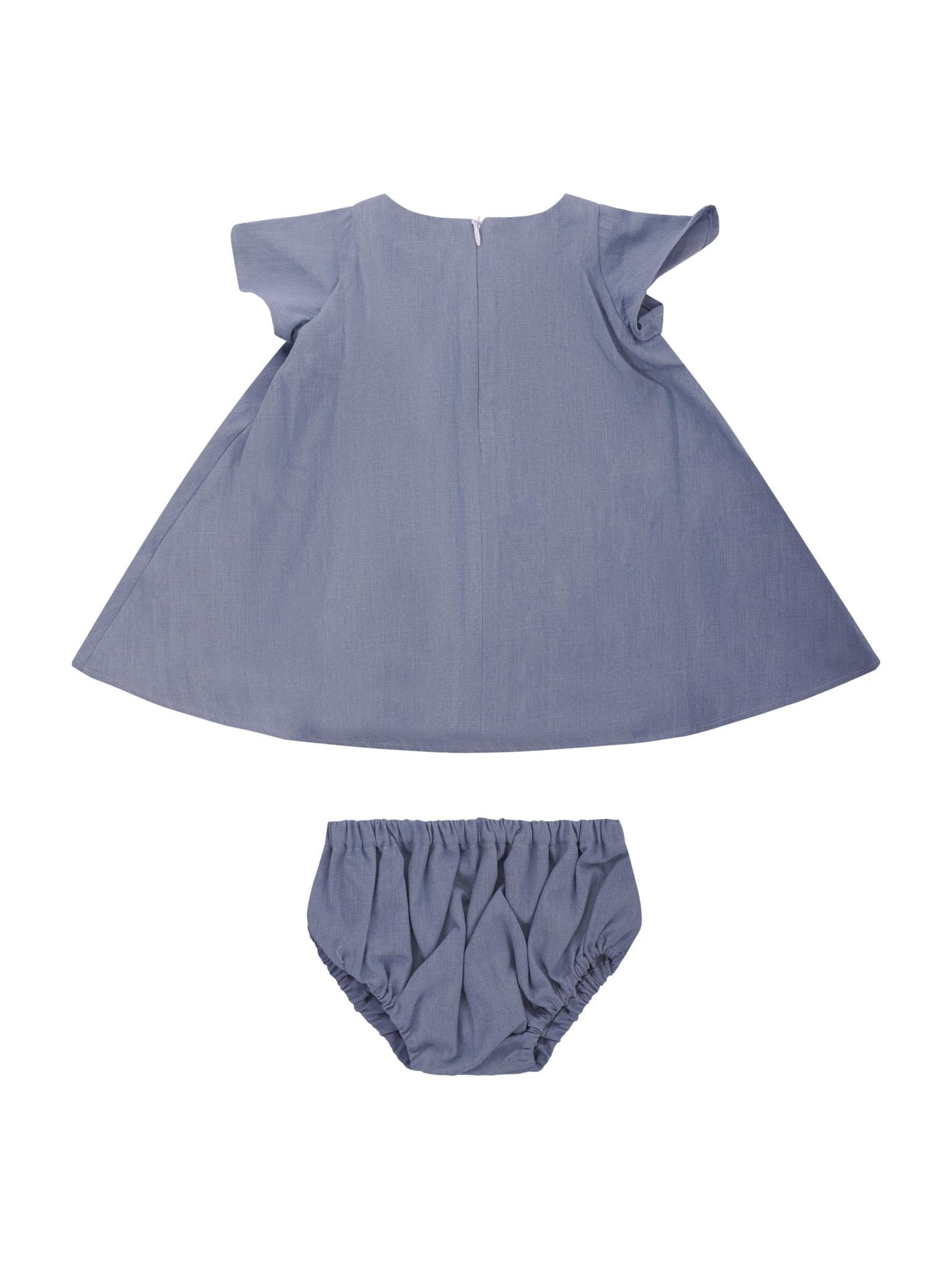 Abito per neonata Balmain Kids denim con bottoni dorati sul davanti - Rubino Kids