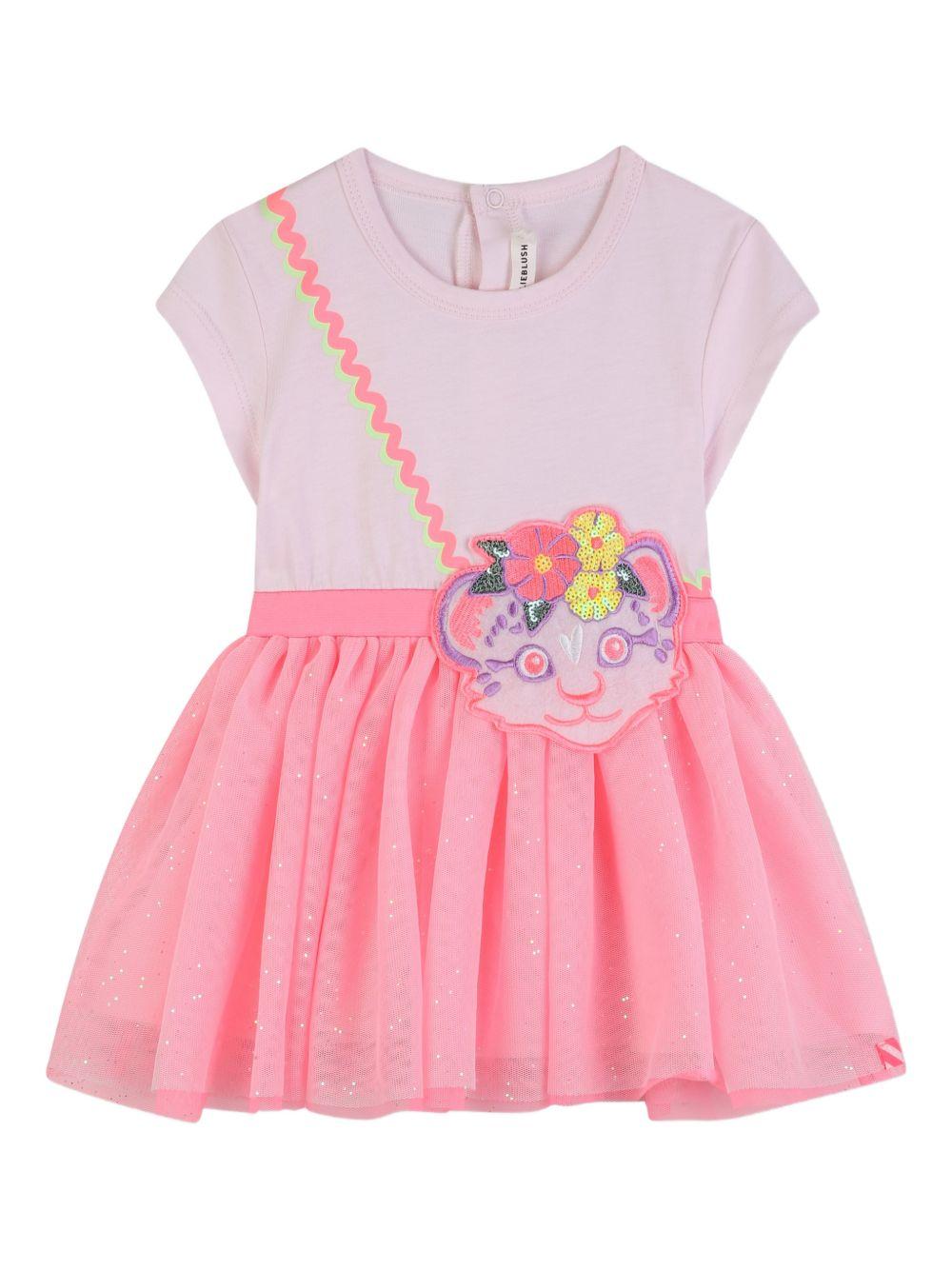 Abito per neonata Billieblush rosa con ricamo borsa a forma di leoncino - Rubino Kids