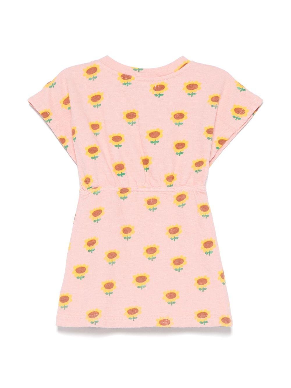 Abito per neonata Bobo Choses Sunflower rosa con stampa girasole - Rubino Kids