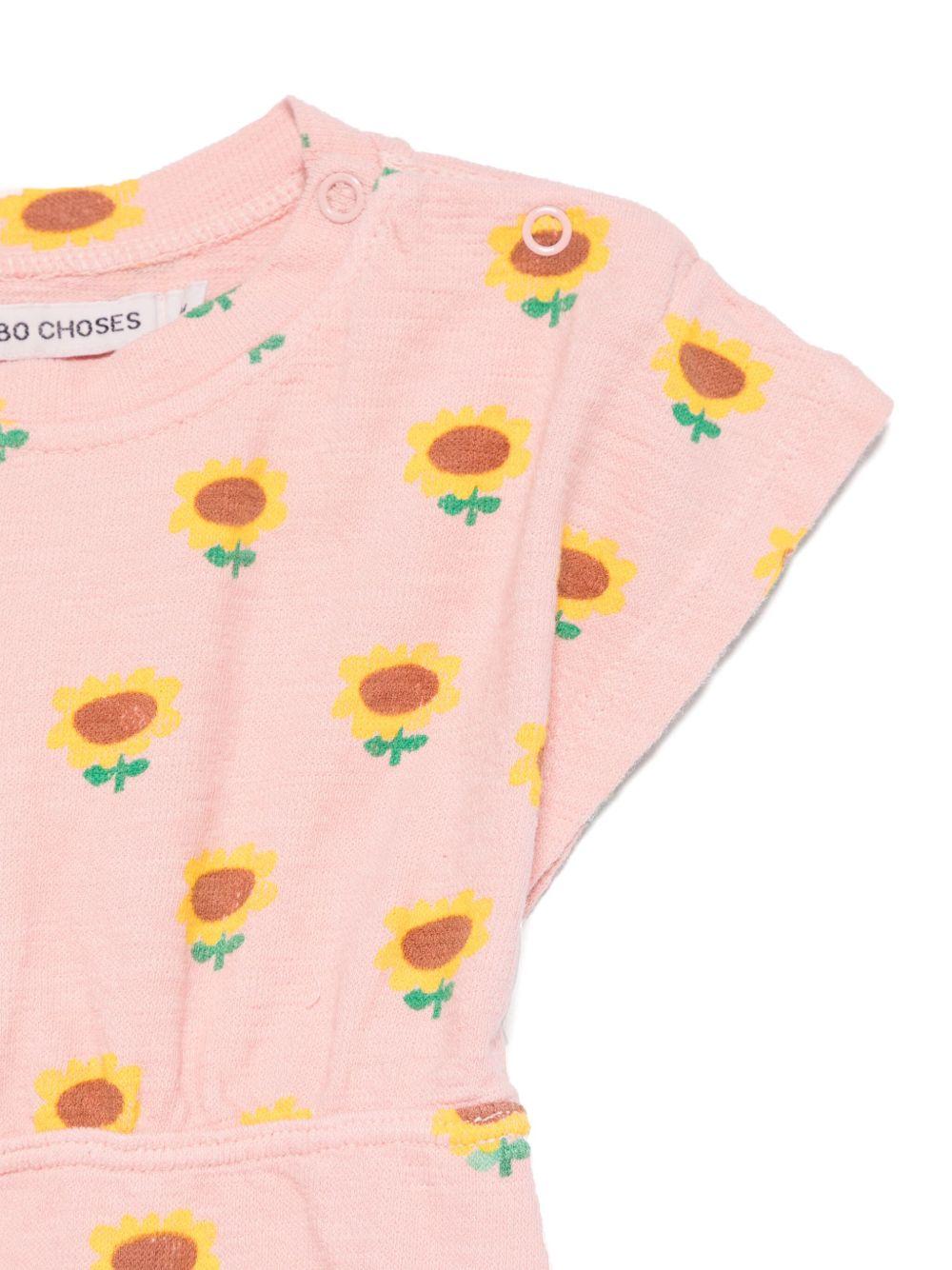 Abito per neonata Bobo Choses Sunflower rosa con stampa girasole - Rubino Kids
