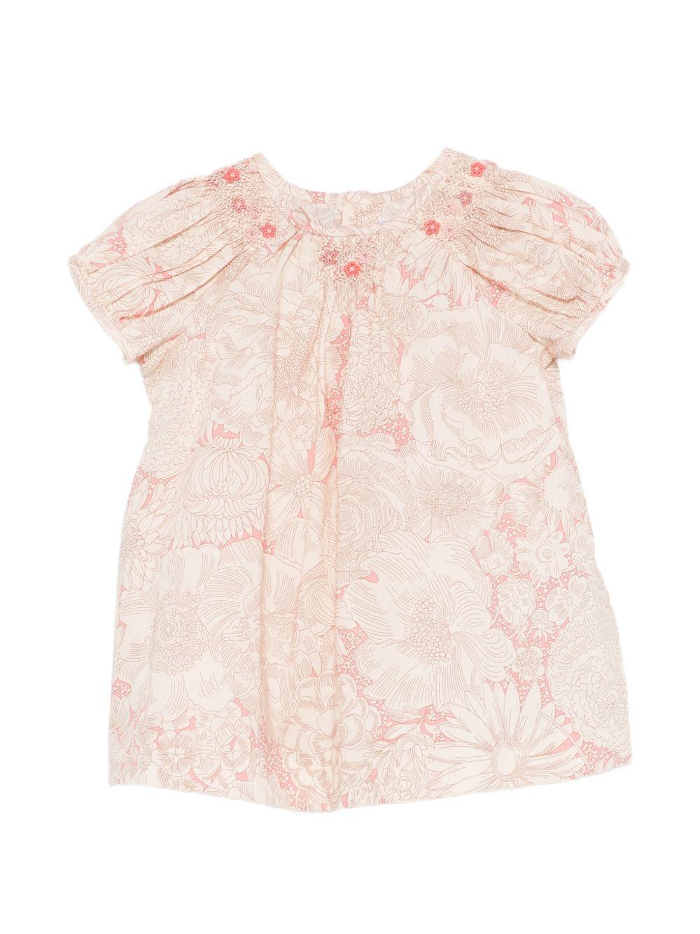 Abito per neonata Bonpoint beige con stampa a fiori all - over - Rubino Kids