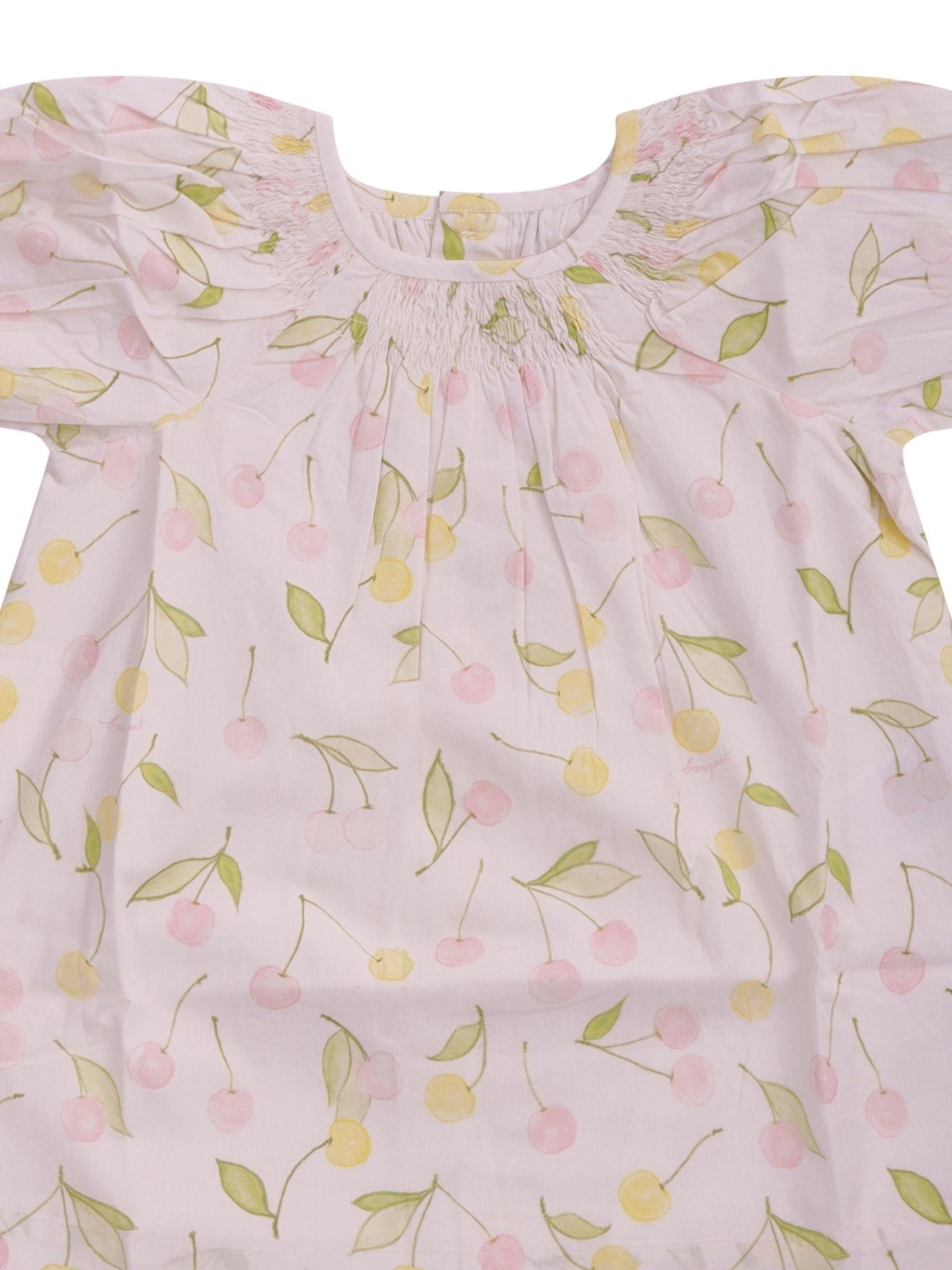 Abito per neonata Bonpoint bianco con stampa ciliegie all - over - Rubino Kids