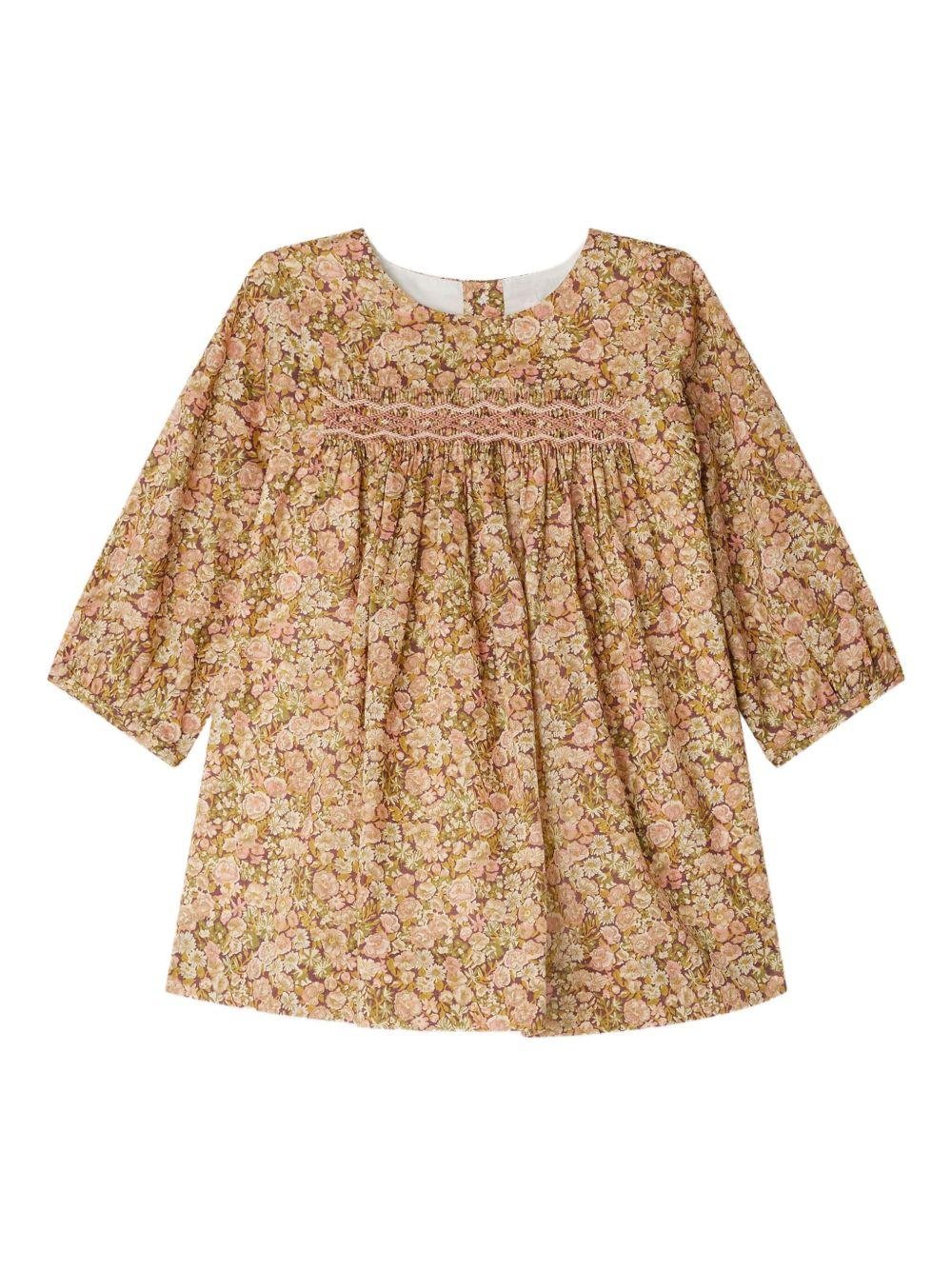 Abito per neonata Bonpoint rosa con stampa a fiori - Rubino Kids