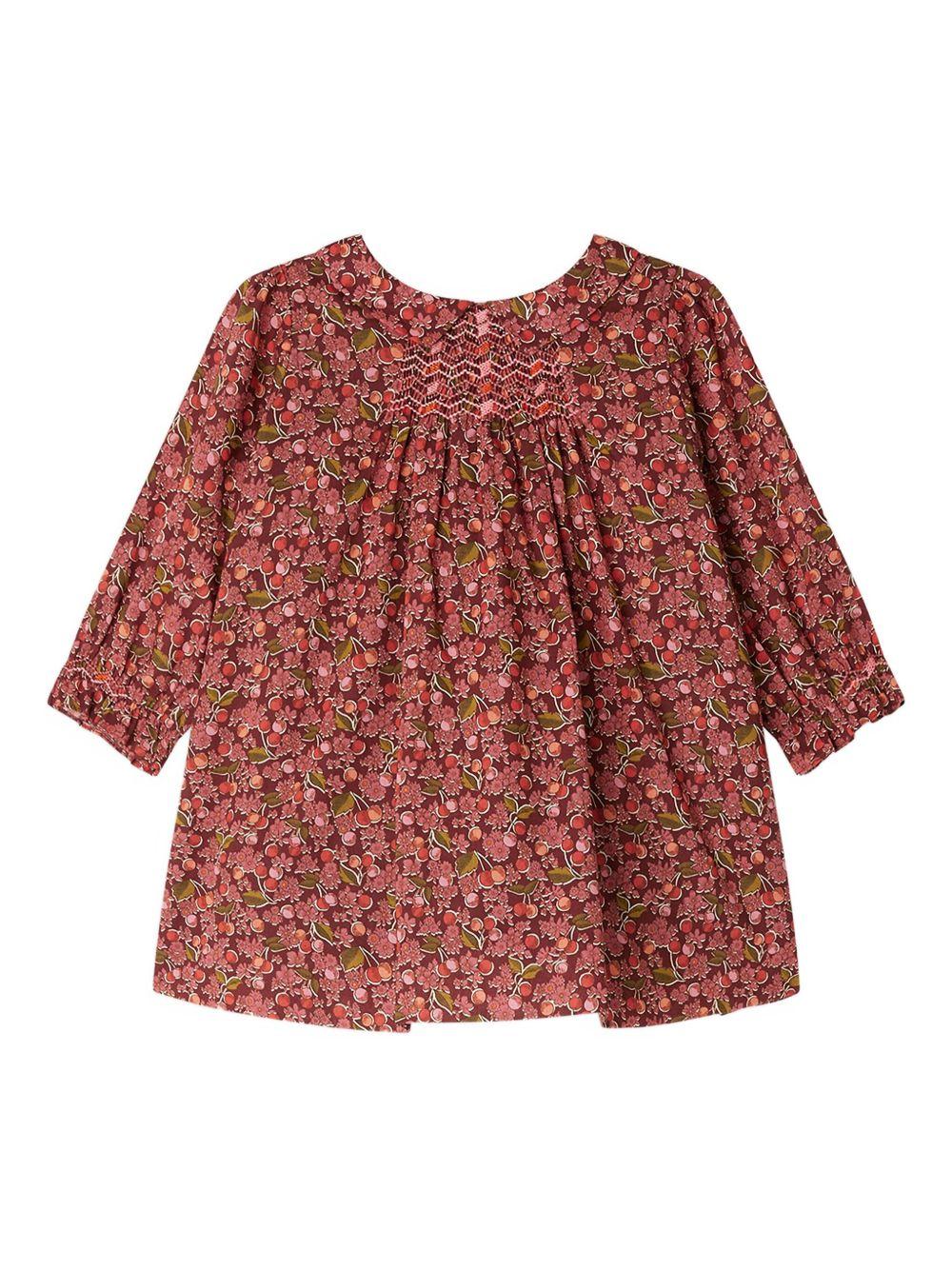 Abito per neonata Bonpoint rosso con stampa a fiori e ciliegie - Rubino Kids