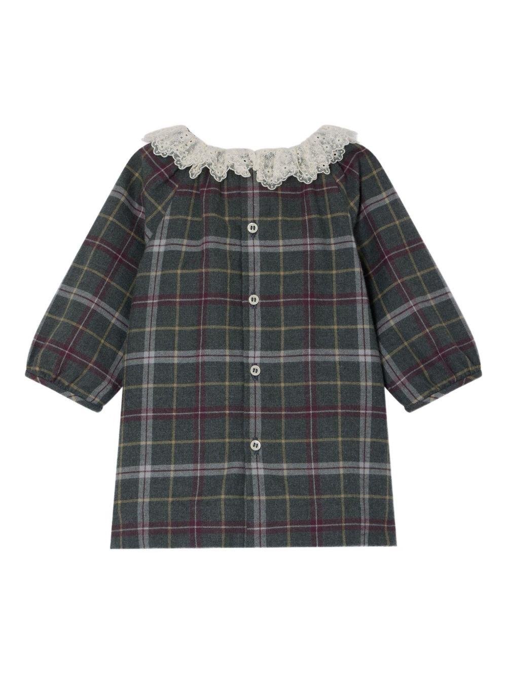 Abito per neonata Bonpoint verde con colletto in pizzo - Rubino Kids