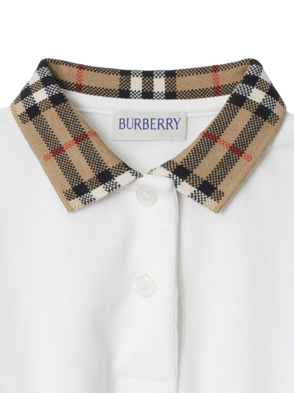 Abito per neonata Burberry Kids bianco a maniche corte - Rubino Kids