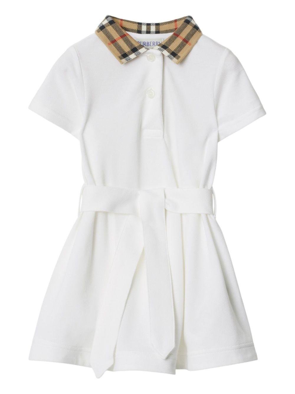 Abito per neonata Burberry Kids bianco a maniche corte - Rubino Kids