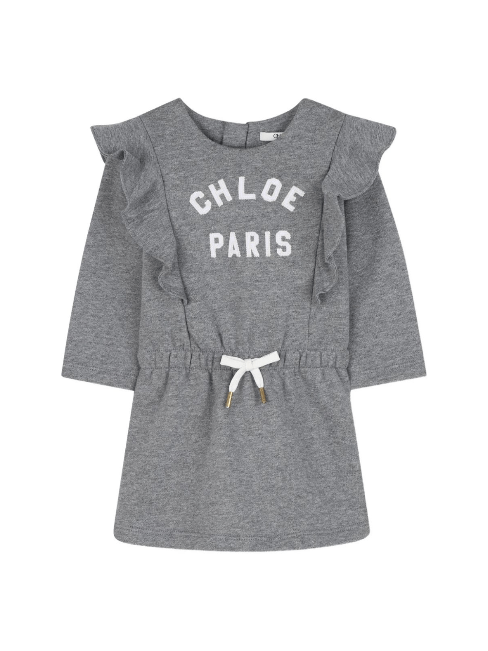 Abito per neonata Chloé Kids grigio con stampa con logo - Rubino Kids