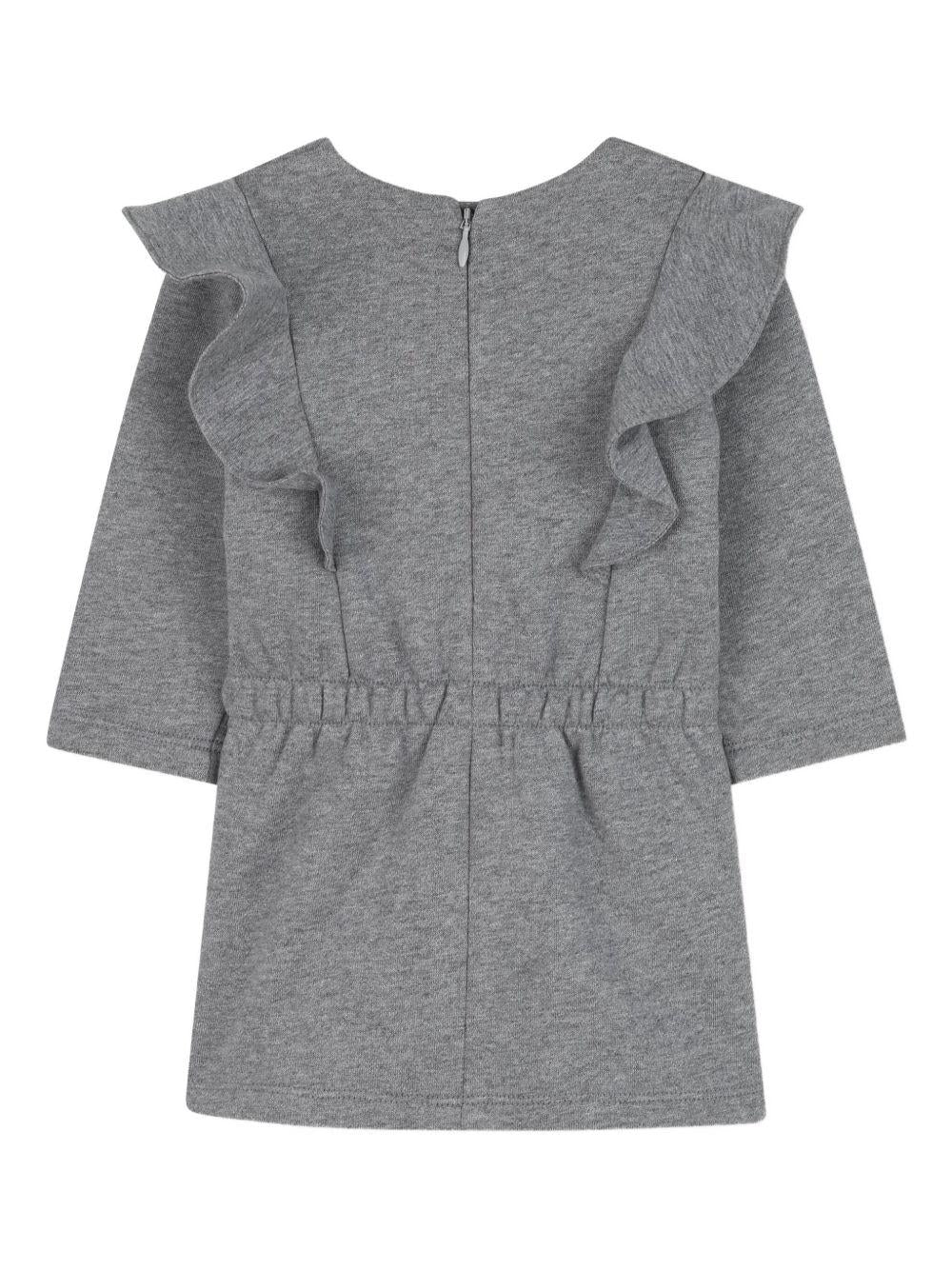 Abito per neonata Chloé Kids grigio con stampa con logo - Rubino Kids