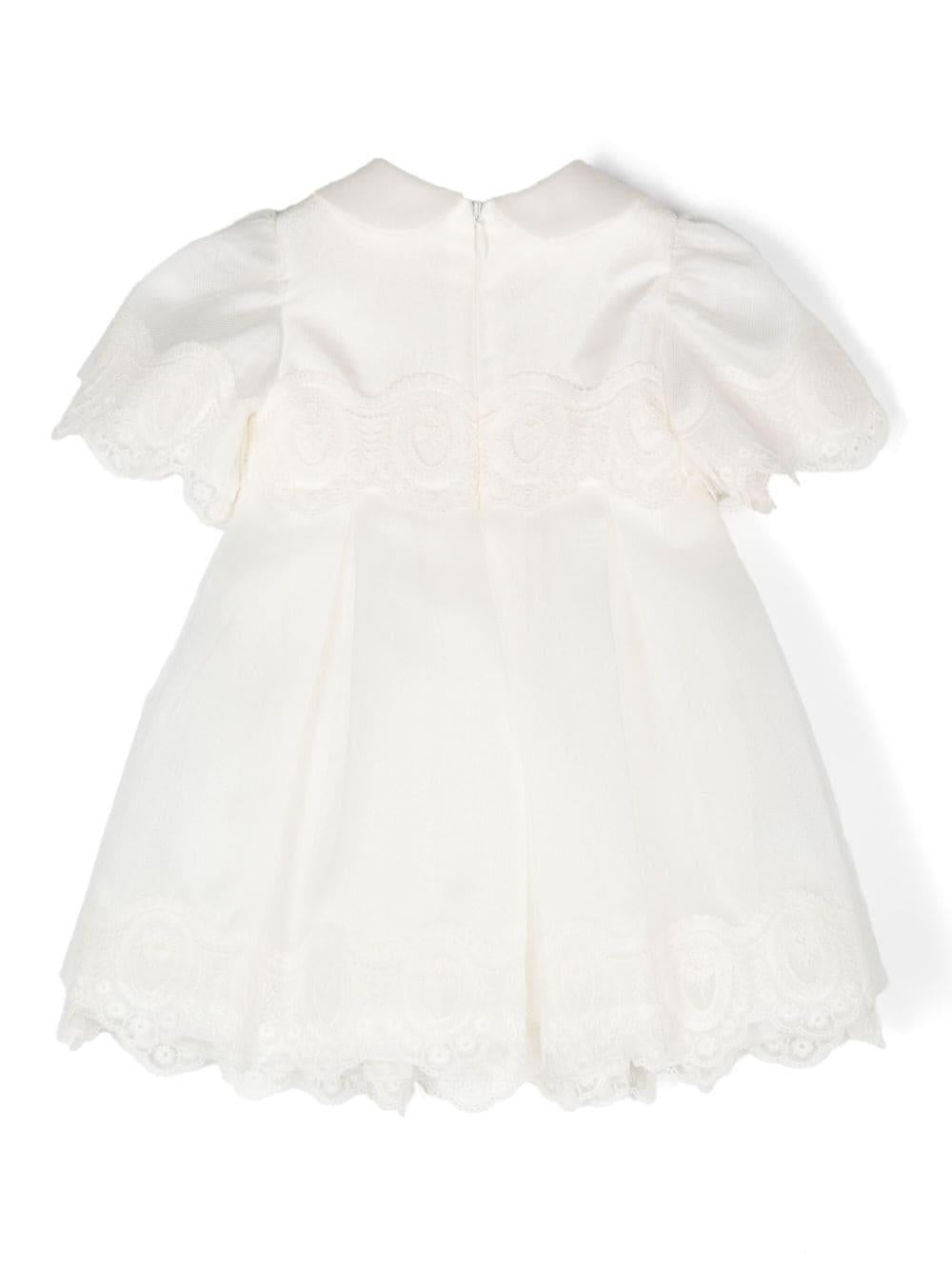 Abito per neonata Colorichiari bianco con applicazione a fiori - Rubino Kids