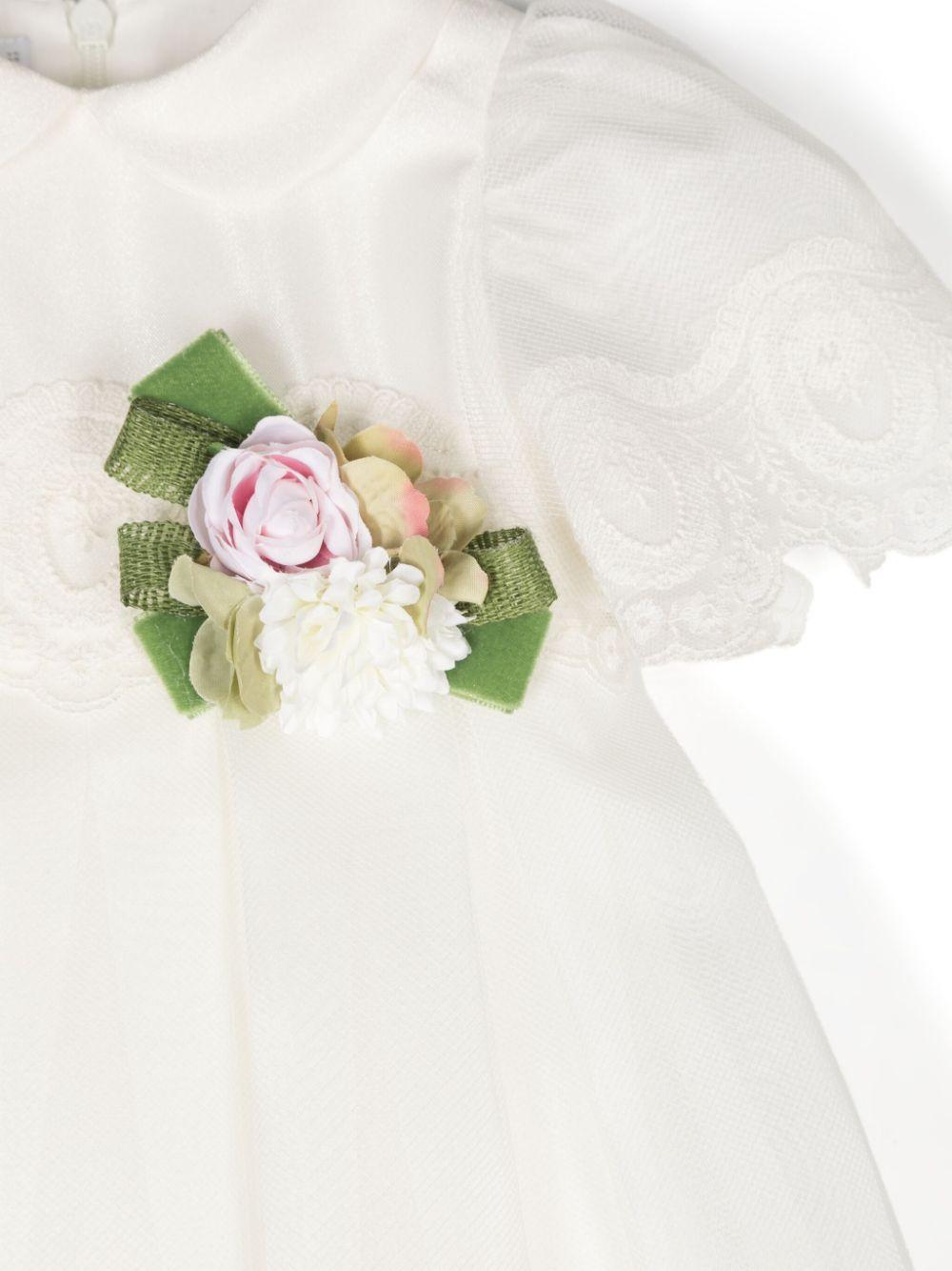 Abito per neonata Colorichiari bianco con applicazione a fiori - Rubino Kids