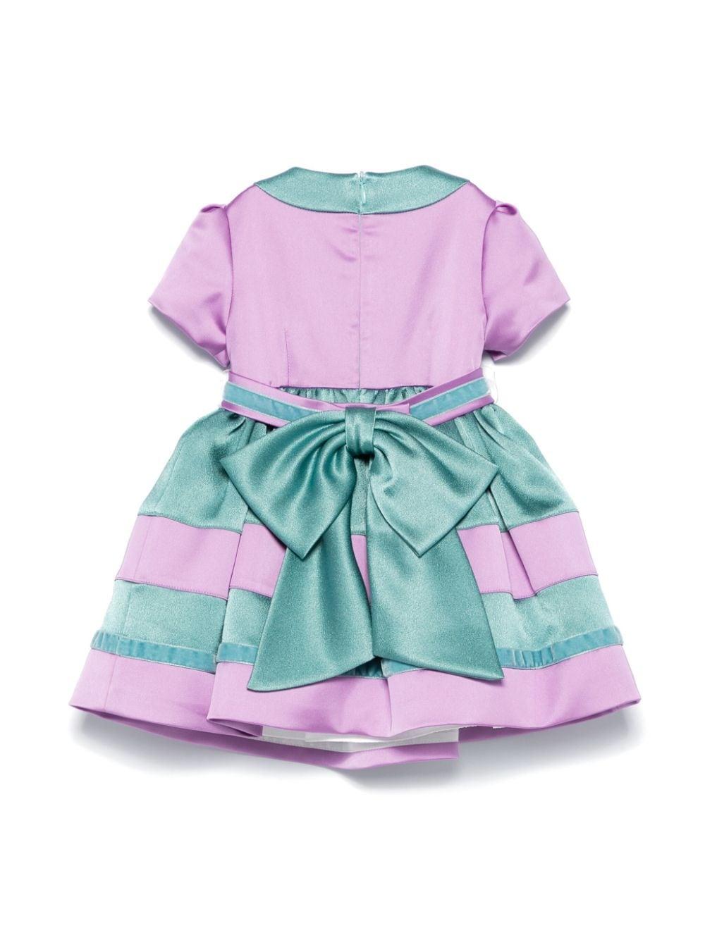 Abito per neonata Colorichiari viola e verde con design color - block - Rubino Kids