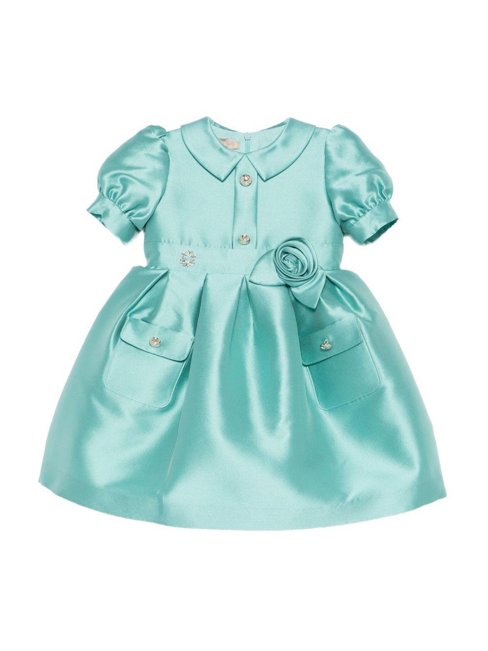 Abito per neonata Elie Saab Junior azzurro con decorazione a forma di rosa - Rubino Kids