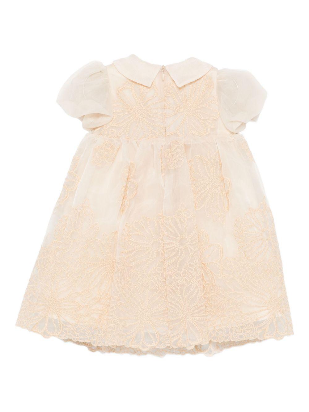 Abito per neonata Elie Saab Junior beige con gonna motivo floreale - Rubino Kids