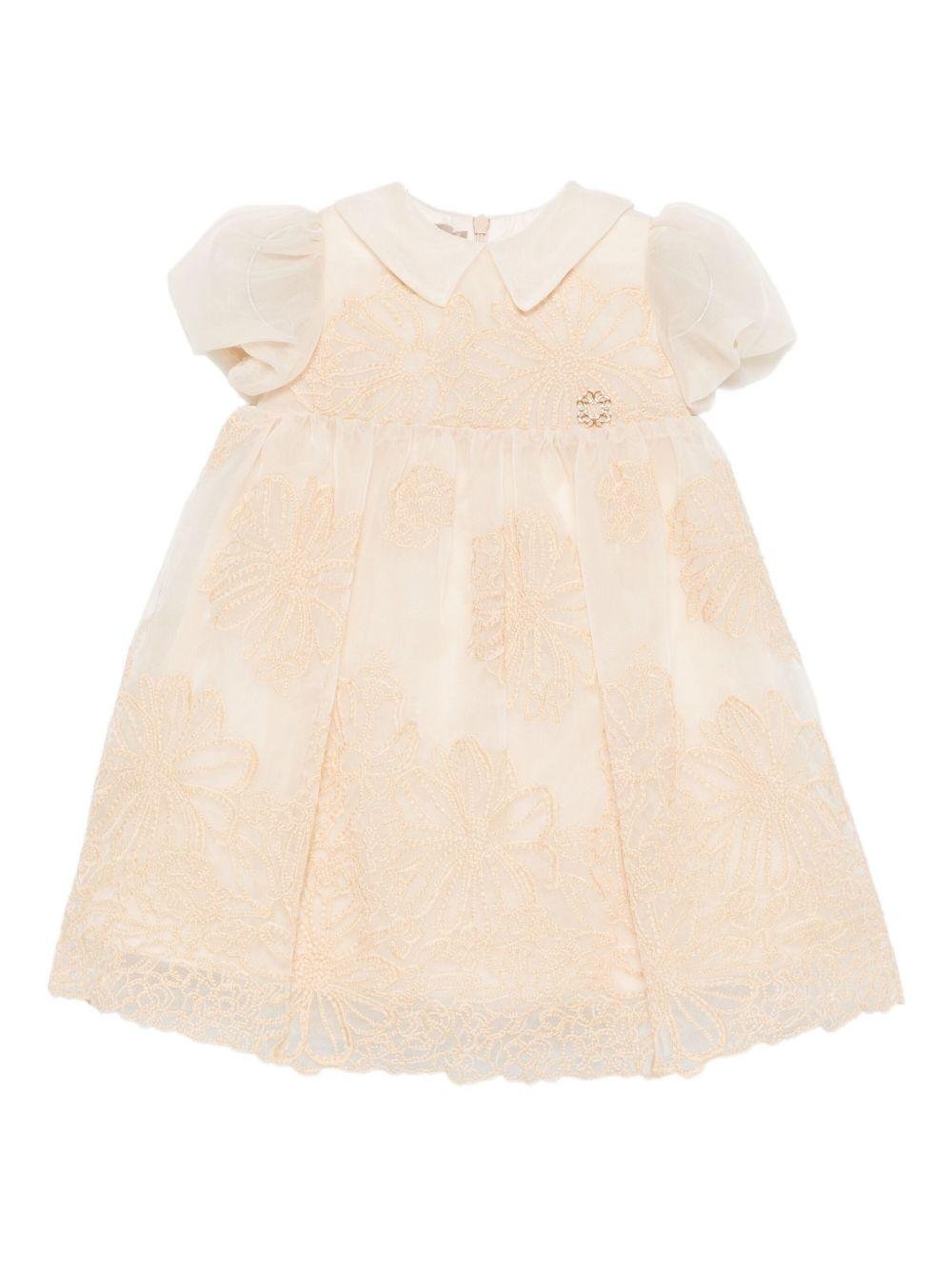 Abito per neonata Elie Saab Junior beige con gonna motivo floreale - Rubino Kids
