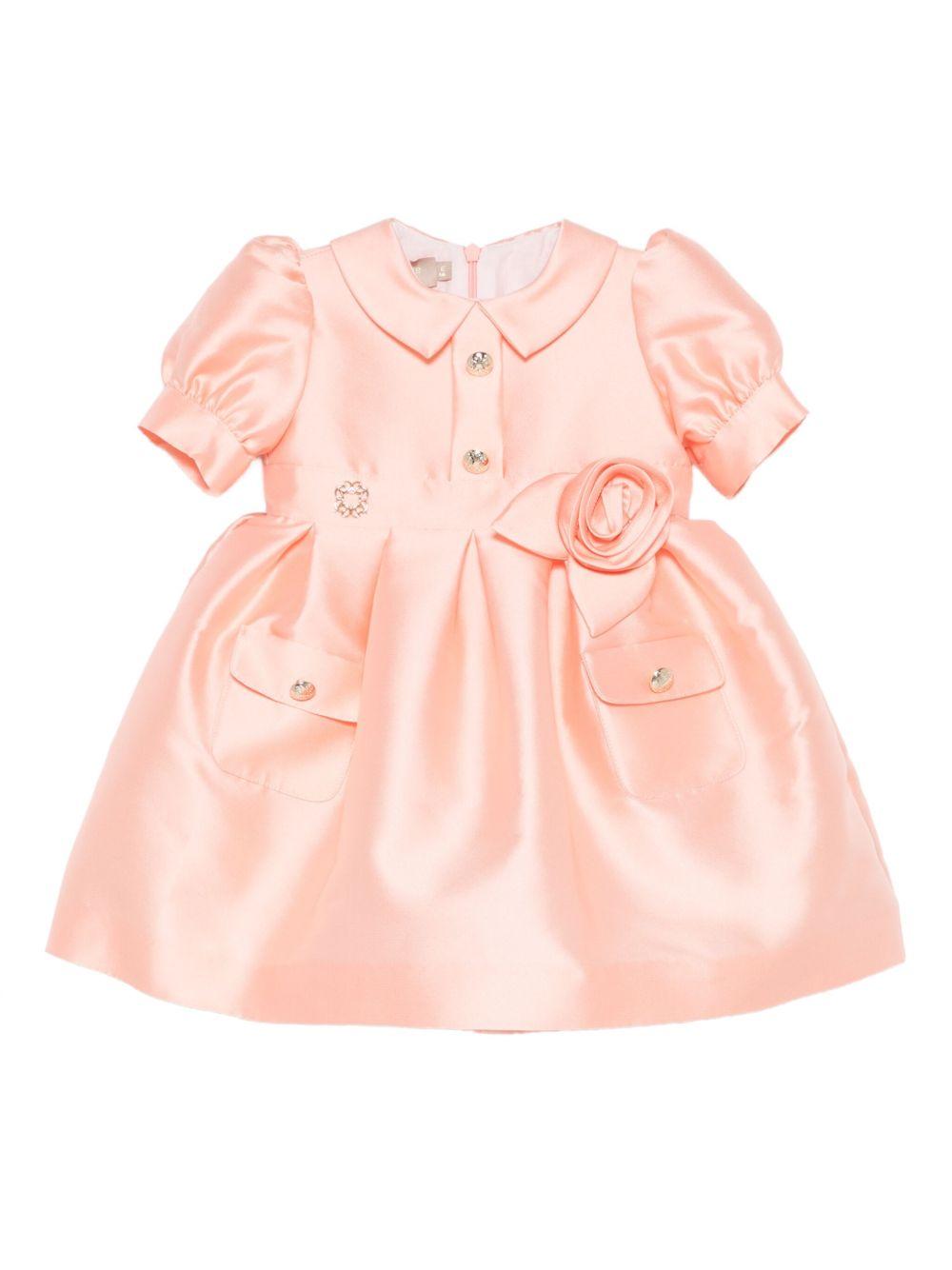 Abito per neonata Elie Saab Junior rosa con decorazione a forma di rosa - Rubino Kids