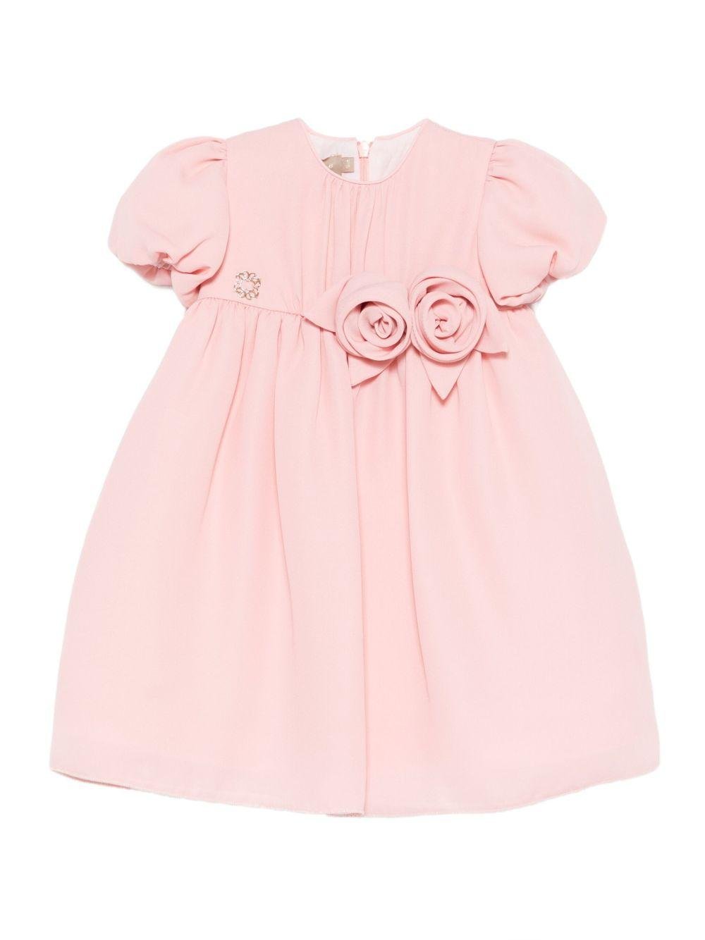 Abito per neonata Elie Saab Junior rosa con decorazioni floreali - Rubino Kids