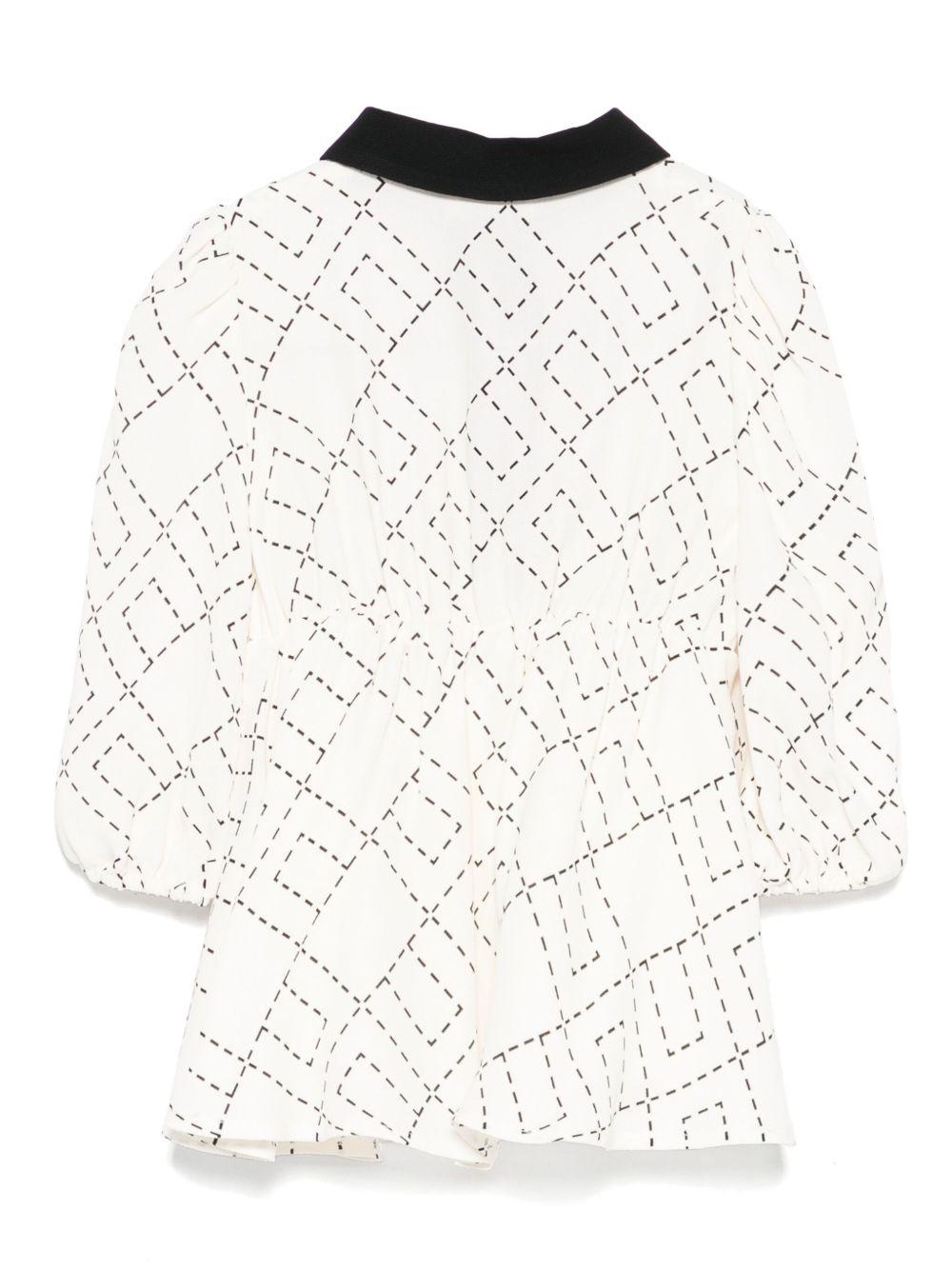 Abito per neonata Elisabetta Franchi La Mia Bambina bianco con stampa geometrica - Rubino Kids