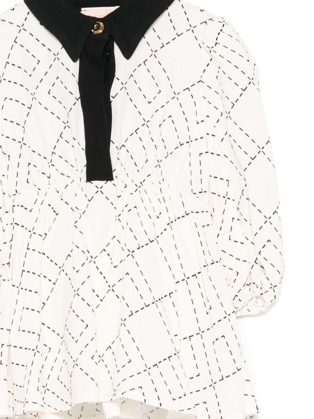 Abito per neonata Elisabetta Franchi La Mia Bambina bianco con stampa geometrica - Rubino Kids