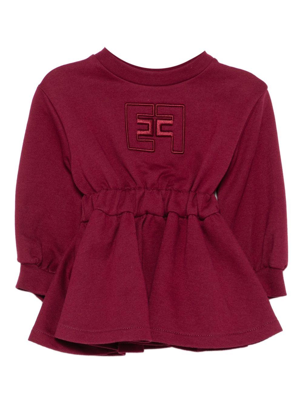 Abito per neonata Elisabetta Franchi La Mia Bambina rosso con logo ricamato - Rubino Kids