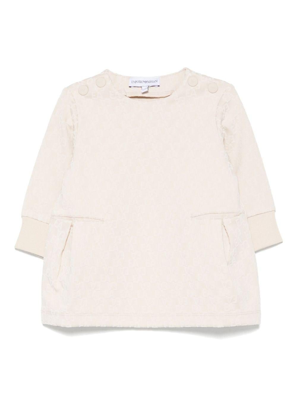 Abito per neonata Emporio Armani Kids beige con logo all - over - Rubino Kids
