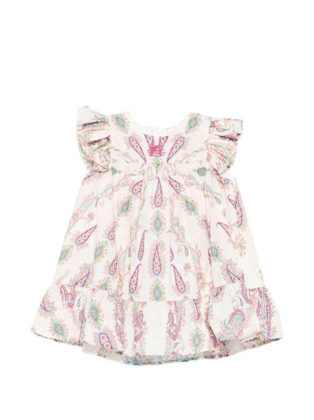 Abito per neonata Etro Kids beige con stampa Paisley all - over - Rubino Kids