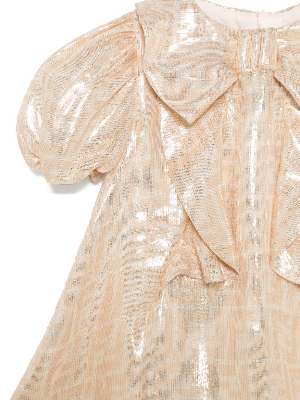 Abito per neonata Fendi Kids color oro con applicazione fiocco - Rubino Kids