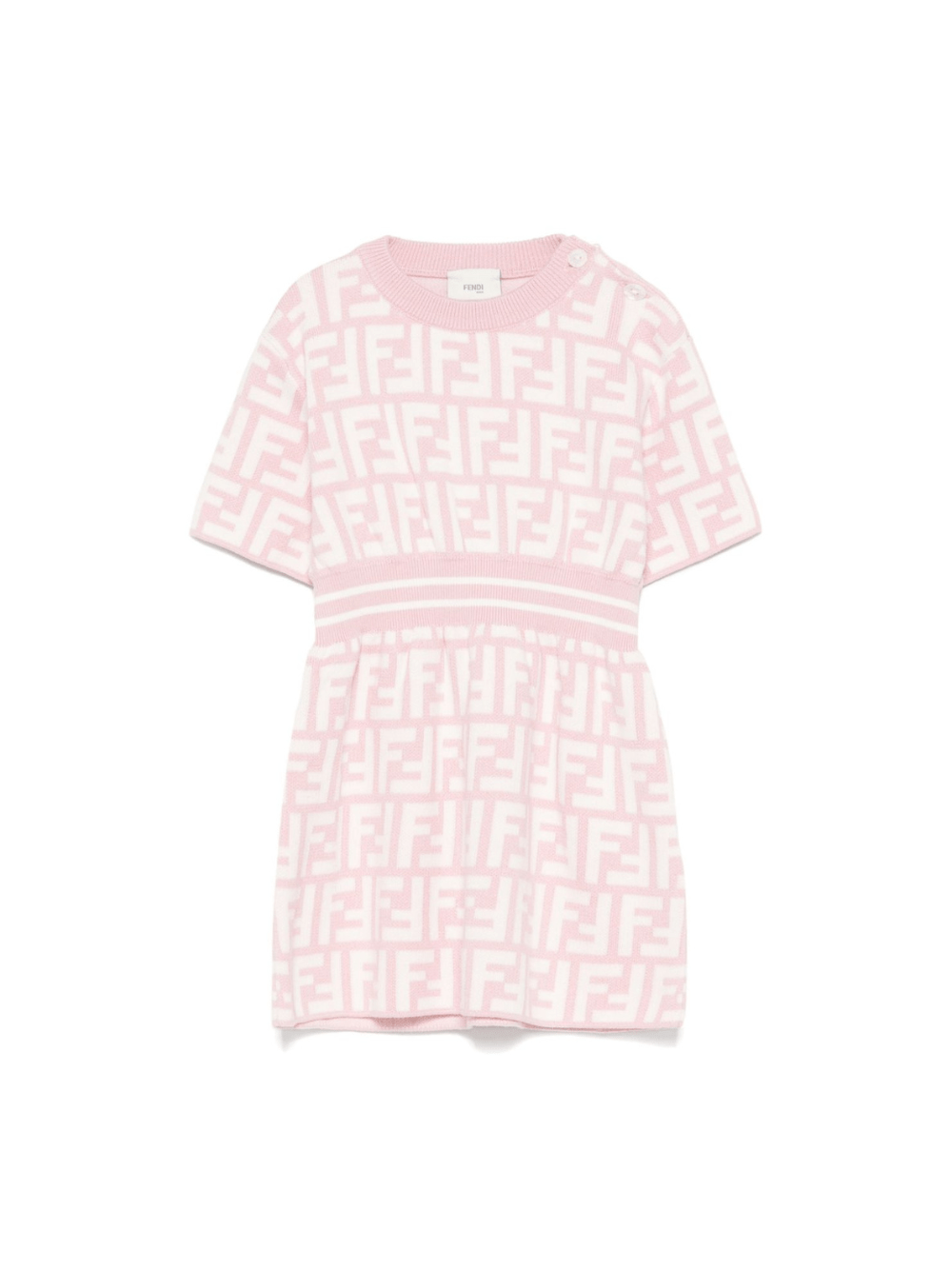 Abito per neonata Fendi Kids rosa con stampa monogramma FF - Rubino Kids